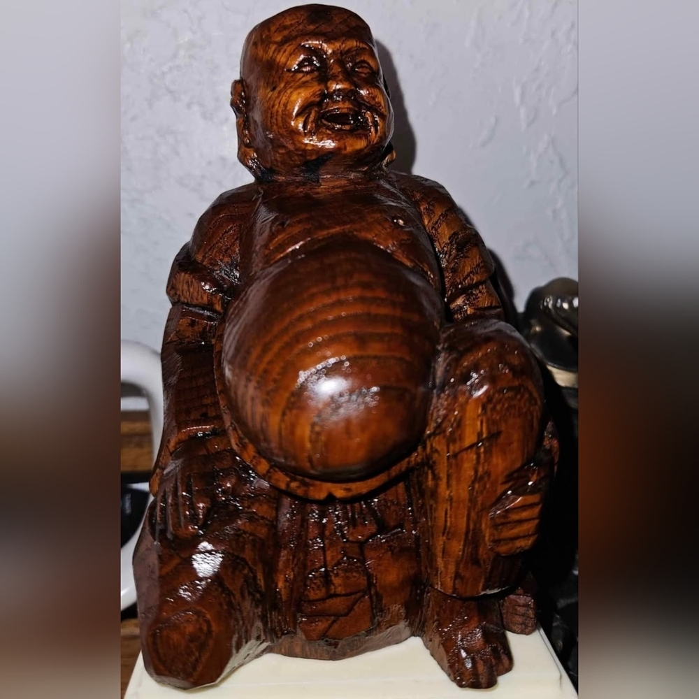 Hand Carved Wood Yoga Buddha Buda Statue Figurine